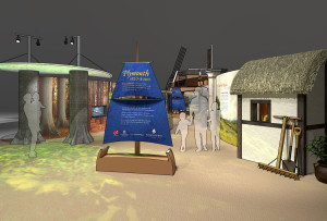 Plymouth 1620-2020 a multi-modal visitor experience. Hands-on and digital interactives, film, and immersive environments are used to illuminate the origins of both Wampanoag and English culture
