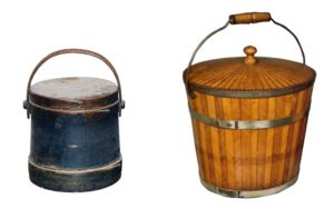 ooden buckets along with firkins, piggins, pantry boxes, churns, and other essential containers during the 18th and 19th centuries