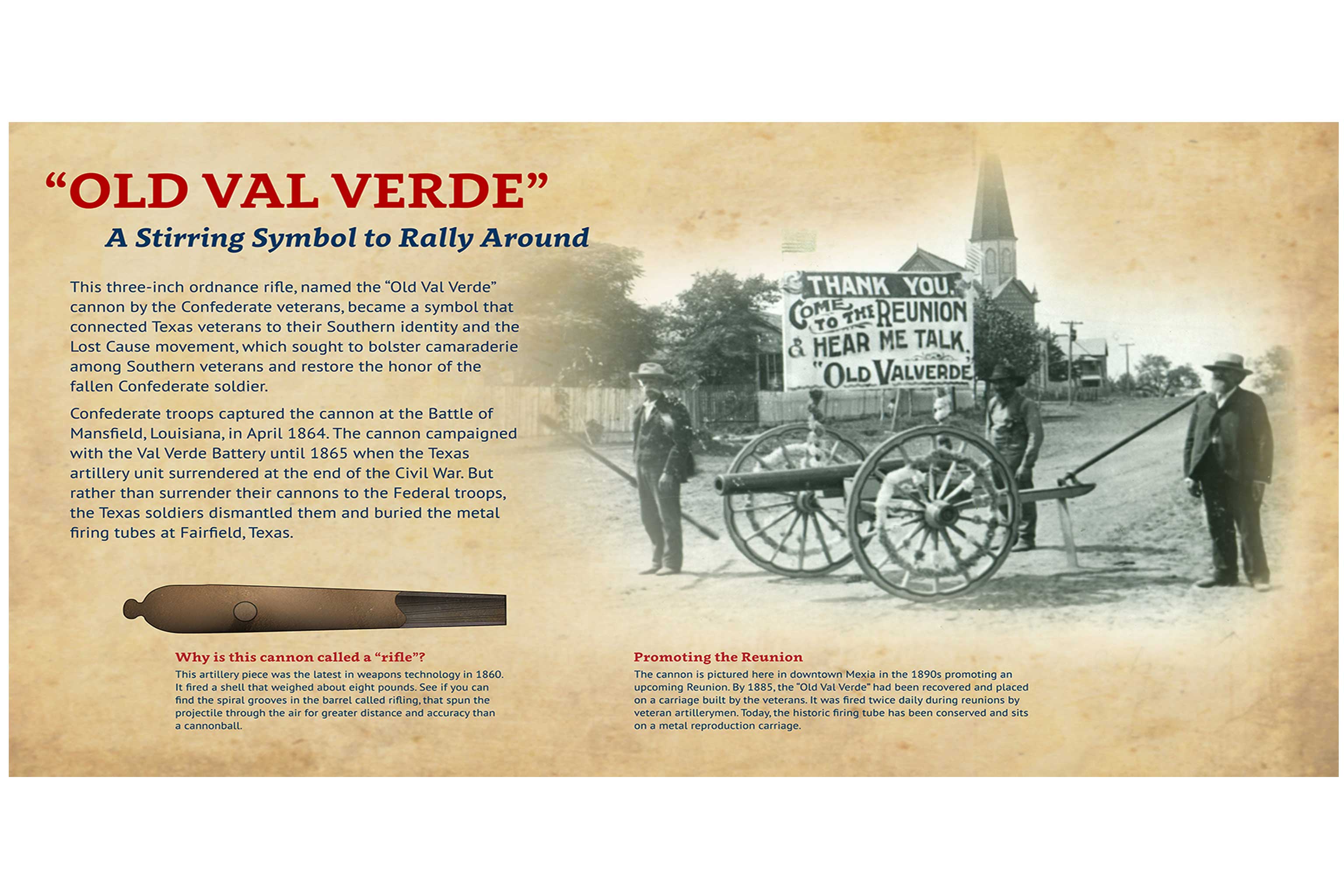 Old Val Verde, a Civil War-era cannon that Reunion Grounds campers fired to start and end each day.