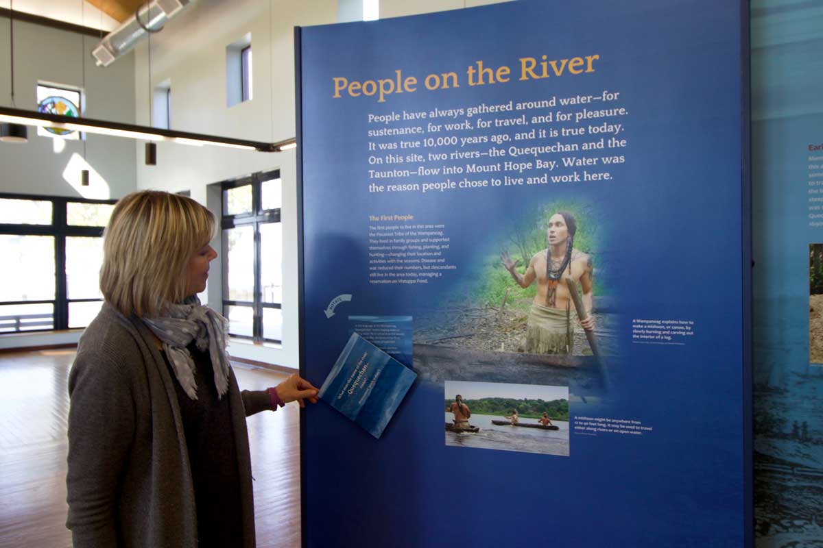 Interactive exhibits educate visitors about the history of Fall River which was one of the most prosperous mill towns of New England for the Department of Conservation and Recreation at Fall River Heritage State Park