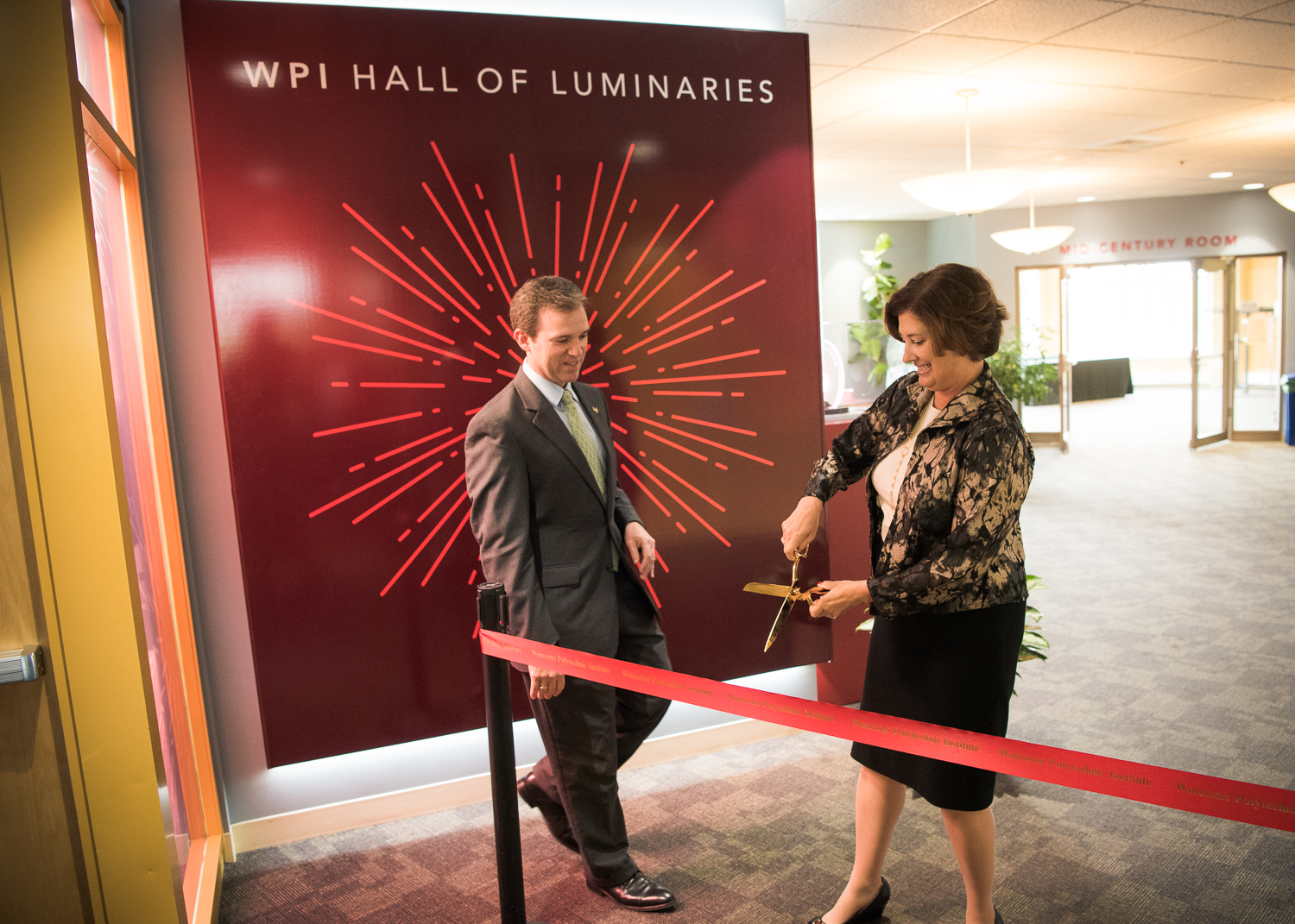 Worcester Polytechnic Institute photographs of the WPI Hall of Luminaries exhibit and opening event