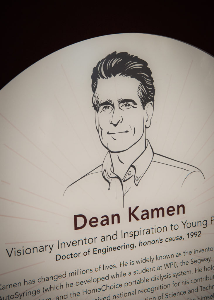 Detail of the permanent plaque dedicated to Dean Kamen.