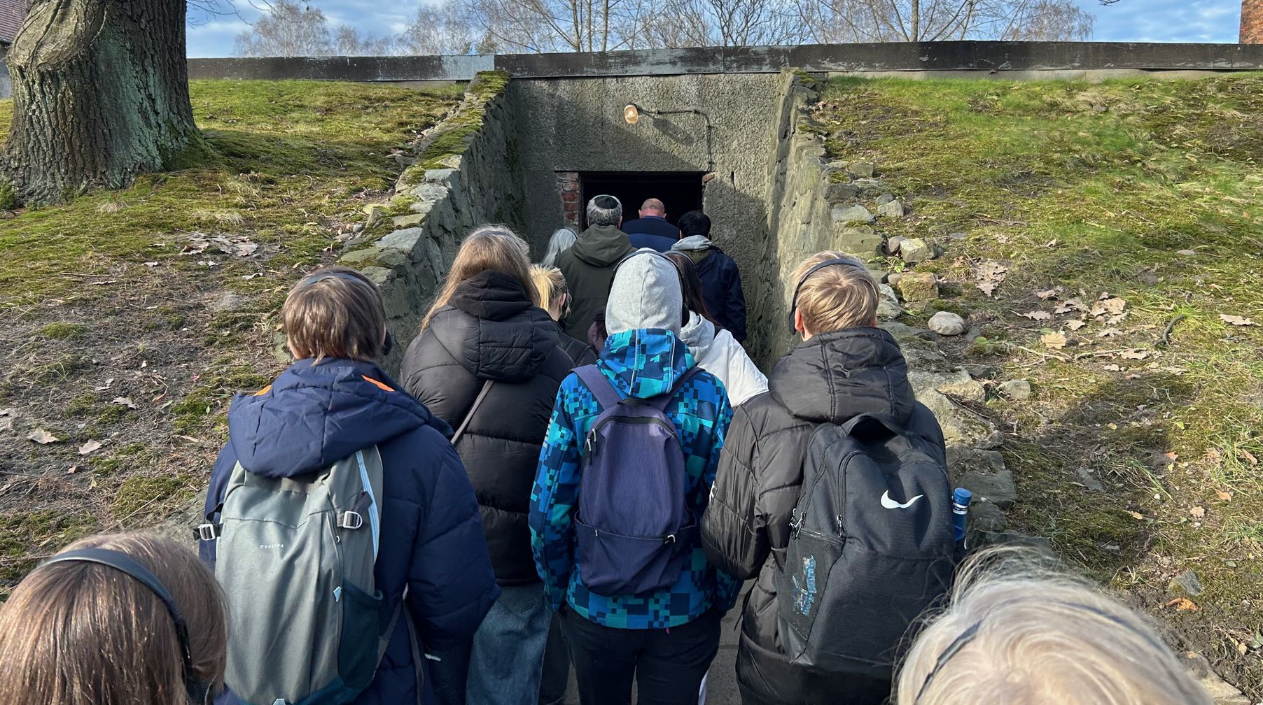 Entering the gas chamber/bunker attached to Crematorium 1, the last exhibit in the main camp before returning to the visitor center.