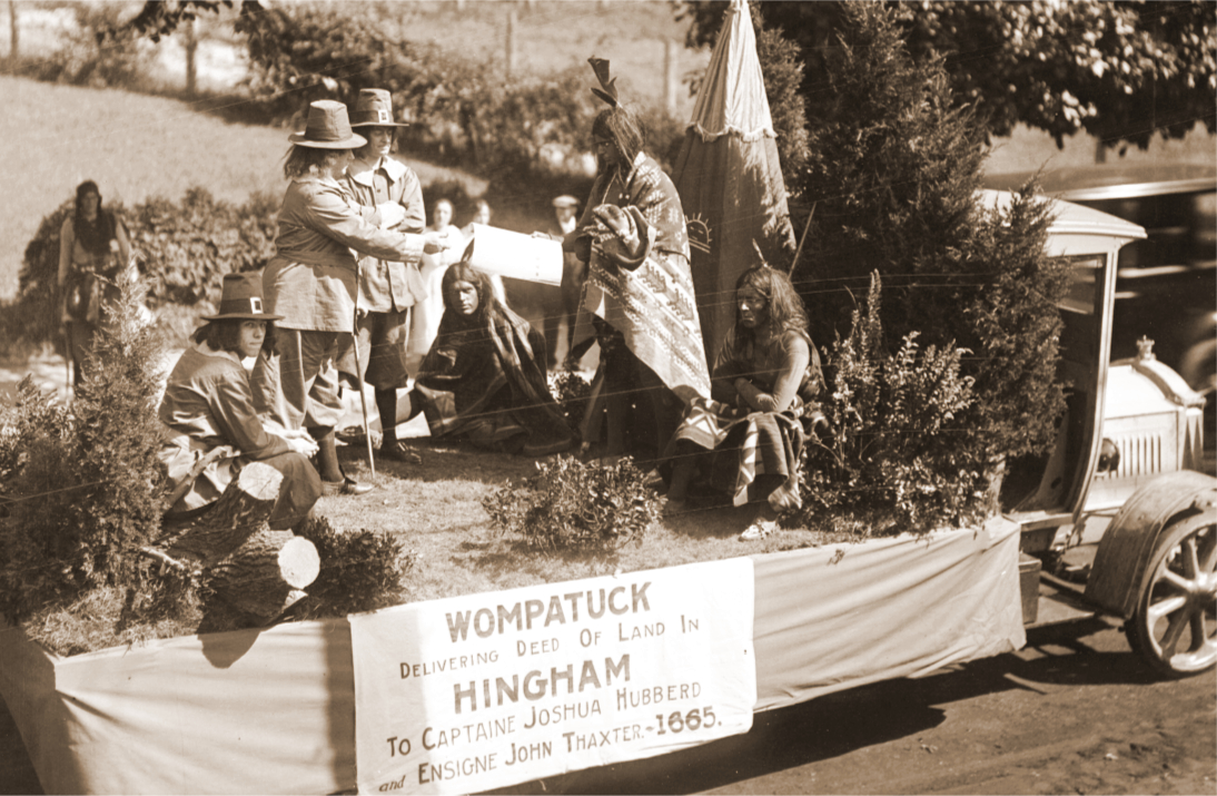 2M3MTNX Plymouth Tercentenary celebration, parade, President Day, August 1, 1921, float by the town of Hingham , Anniversaries, Parades &amp; processions. Plymouth Tercentenary Photographs